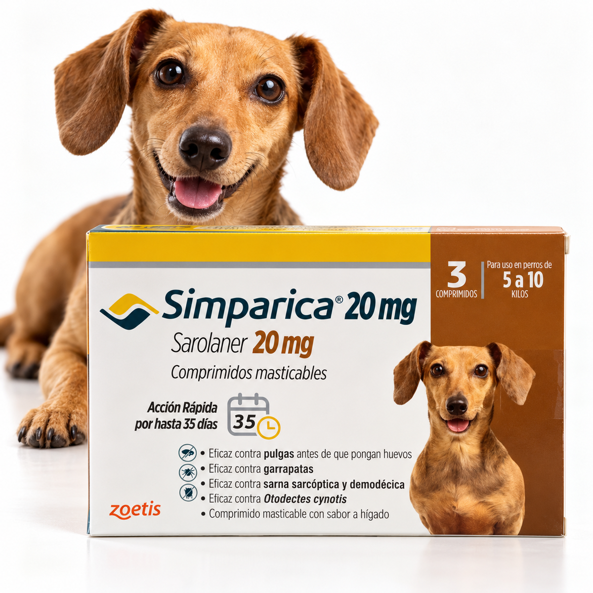 Simparica 20 mg para Perros de 5 a 10 kg – 3 Comprimidos/farmaciavethuelquen