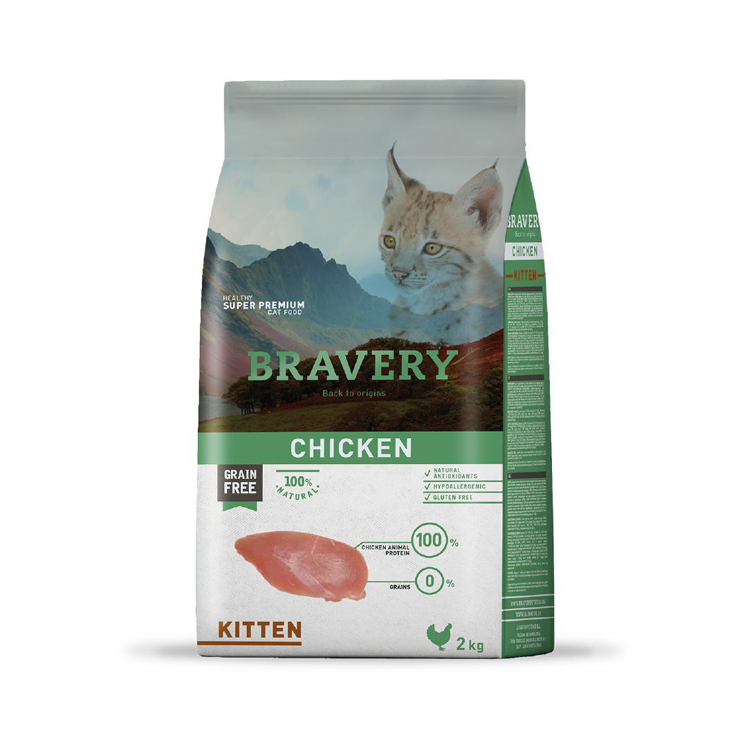 Bravery Pollo Gatito 2 kg, alimento seco para gatitos