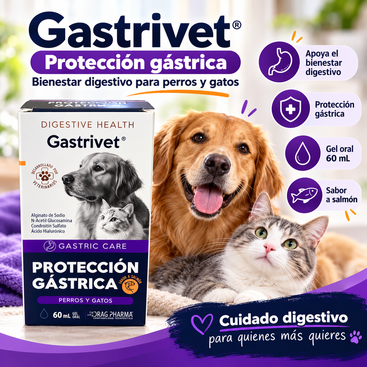Gastrivet Gastric Care 60 mL, gel oral para perros y gatos (imagen adicional del producto)