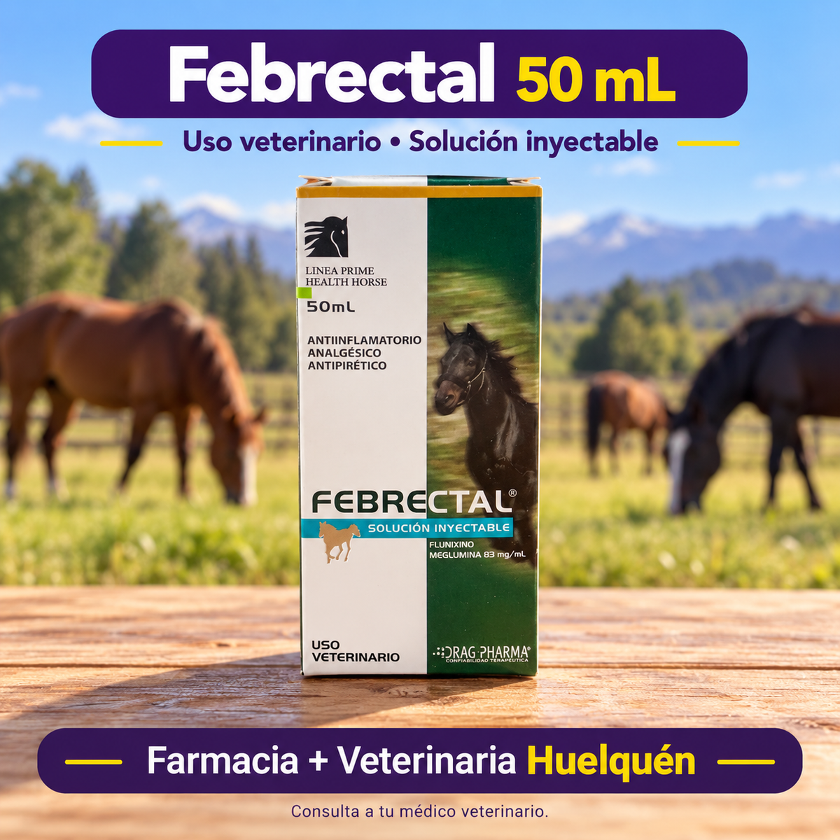 Febrectal Equino 50 mL, solución inyectable de Drag Pharma (imagen adicional del producto)