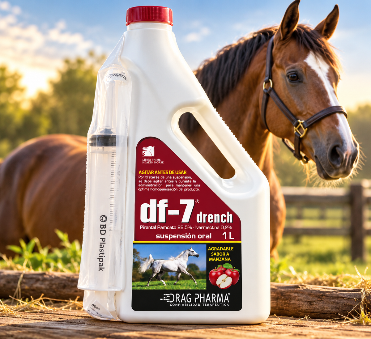 DF-7 Drench 1 Litro Drag Pharma – Antiparasitario Oral Equino