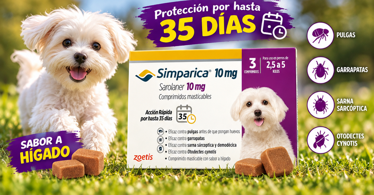 Simparica 10 mg para Perros 2,5 a 5 kg – 3 Comprimidos